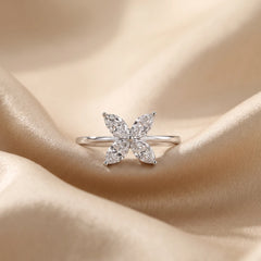 0.83 CT Marquise Cut Flower Ring