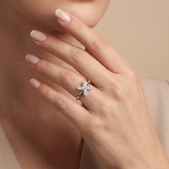 0.83 CT Marquise Cut Flower Ring