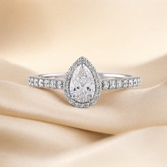 0.81 CT Pear Halo Pavé Ring