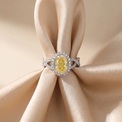 3.06 CT Oval Cut Halo Split-Shank Ring
