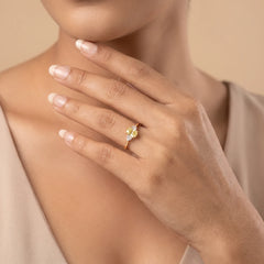 1.32 CT Oval Cut Three Stone Ring - Yellow Diamond