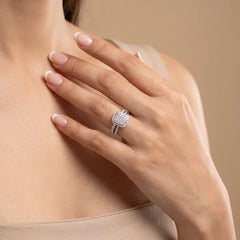 1.11 CT Cushion Cluster Halo Twin Ring