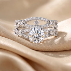 2.20 CT Round Solitaire Curved Ring Set