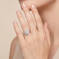 1.53 CT Pear Cut Halo Ring