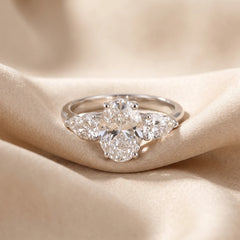 2.84 CT Oval & Pear Three Stone Ring