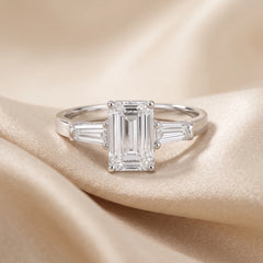 2.41 CT Emerald Cut Three Stone Ring