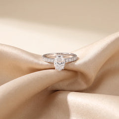 1.48 CT Oval Solitaire Pavé Band Ring