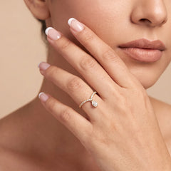 0.40 CT Chevron Pavé Ring with Dangling Pear Drop