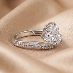 2.27 CT Heart Cut Solitaire Ring – Pavé Wrap
