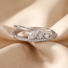 0.41 CT Marquise Trio Crossover Pavé Ring