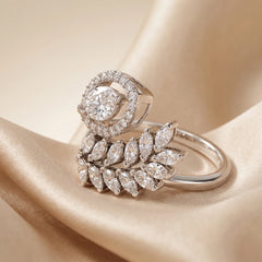 1.55 CT Marquise Cut Halo Leaf Ring