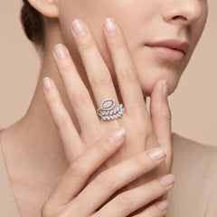 1.55 CT Marquise Cut Halo Leaf Ring