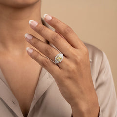 5.26 CT Square Emerald Cut Halo Three Stone Ring