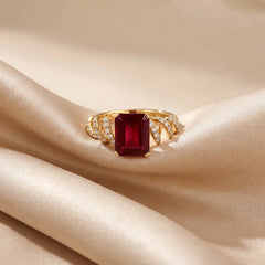4.26 CT Emerald-Cut Ruby Diamond Twist Ring