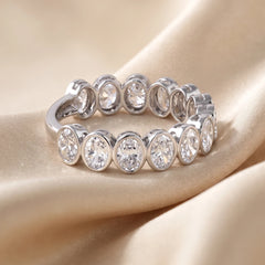 2 CT Oval Cut Bezel Half Eternity Ring