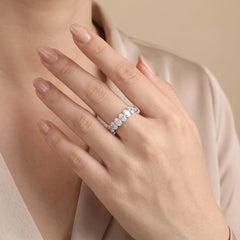 2.04 CT Oval Cut Half Eternity Band
