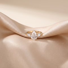 2.71 CT Pear & Baguette Three Stone Ring