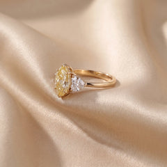 2.98 CT Yellow Marquise Three-Stone Ring