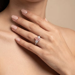 5.86 CT Pink Pear Diamond Three-Stone Ring
