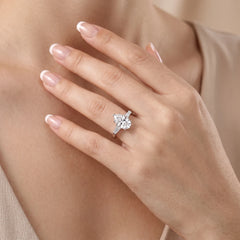 3.63 CT Pear & Trapezoid Three-Stone Ring