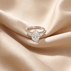 3.63 CT Pear & Trapezoid Three-Stone Ring
