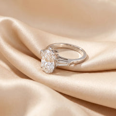 3.63 CT Pear & Trapezoid Three-Stone Ring