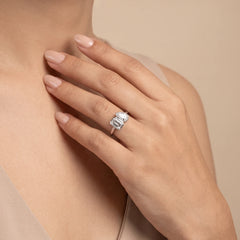 2.59 CT Emerald & Pear Diamond Bezel Toi et Moi Ring