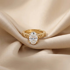2.66 CT Oval Engraved Solitaire Ring,
