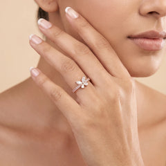 0.89 CT Marquise Cut Butterfly Pink Pavé Ring