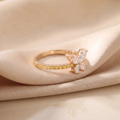 0.89 CT Marquise Cut Butterfly Pavé Ring