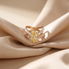 4.72 CT Yellow Marquise Diamond Baguette Double Band Ring