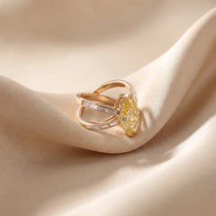 4.72 CT Yellow Marquise Diamond Baguette Double Band Ring