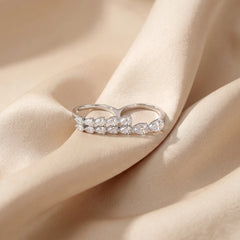 2.71 CT Pear Double Row Two-Finger Ring