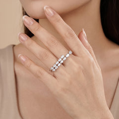 2.71 CT Pear Double Row Two-Finger Ring