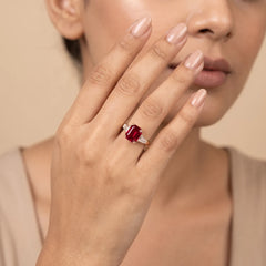 2 .70CT Ruby & Diamond Three-Stone Ring