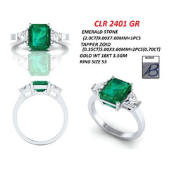 2.70 CT Emerald & Diamond Three-Stone Ring