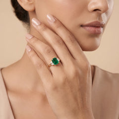 2.70 CT Emerald & Diamond Three-Stone Ring