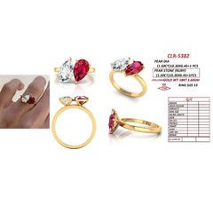 3 CT Pear Ruby & Diamond Two Stone Ring
