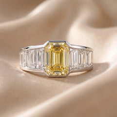 1.02 Yellow Emerald-Cut Diamond Bezel Taper Ring
