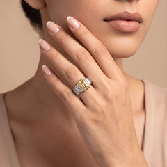 1.02 Yellow Emerald-Cut Diamond Bezel Taper Ring