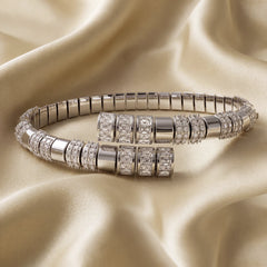 32.51 CT Baguette & Pavé Diamond Bypass Bracelet