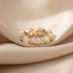 4.05 CT East-West Pear Bezel Diamond Full Eternity Ring