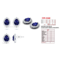 4.57 CT Pear Sapphire Halo Stud Earrings