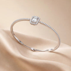 2.83 CT Emerald-Cut Diamond Halo Bangle