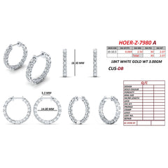 1.95 CT Round Cut Inside-Out Hoop Earrings