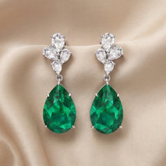 22.8 CT Pear Emerald Drop Earrings