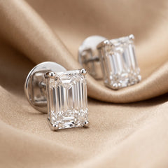 2.00 CT Emerald Diamond Stud Earrings