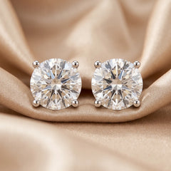 3.00 CT Round Diamond Four Prong Stud Earrings