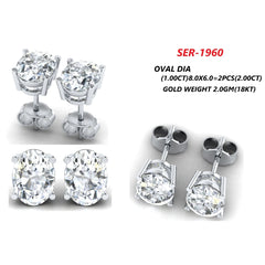2.00 CT Oval Diamond Four Prong Stud Earrings
