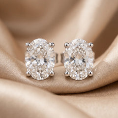 2.00 CT Oval Diamond Four Prong Stud Earrings